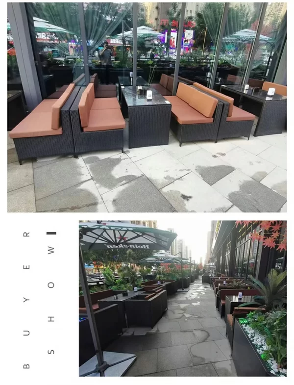 Outdoor furniture rattan sofa Nordic rattan woven sofa (1)~1