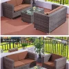 Outdoor furniture rattan sofa Nordic rattan woven sofa (14)