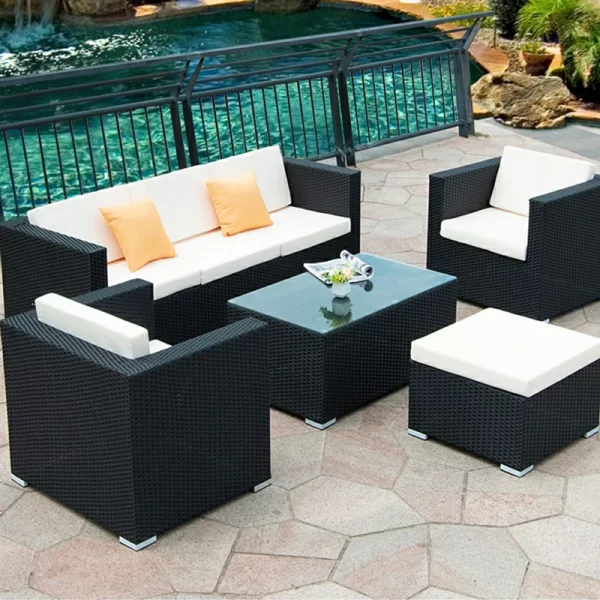 Outdoor furniture rattan sofa Nordic rattan woven sofa (15)