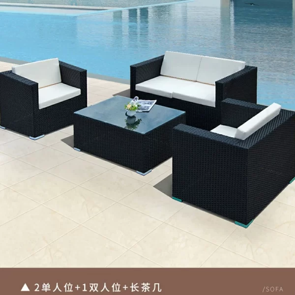 Outdoor furniture rattan sofa Nordic rattan woven sofa (16)