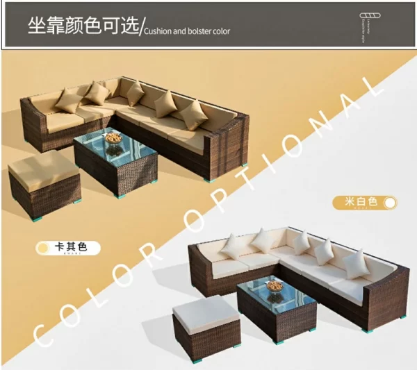 Outdoor furniture rattan sofa Nordic rattan woven sofa (22)