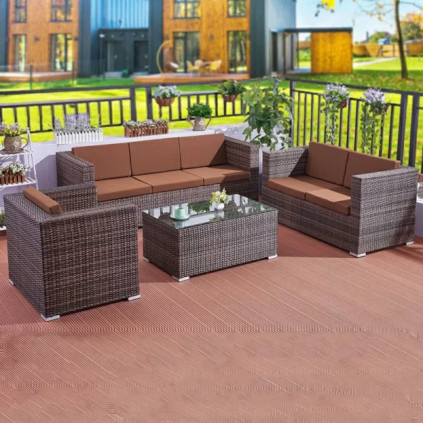 Outdoor furniture rattan sofa Nordic rattan woven sofa (23)