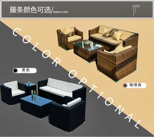 Outdoor furniture rattan sofa Nordic rattan woven sofa (4)
