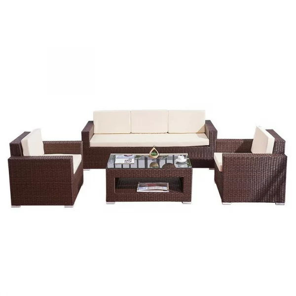 Outdoor furniture rattan sofa Nordic rattan woven sofa (6)