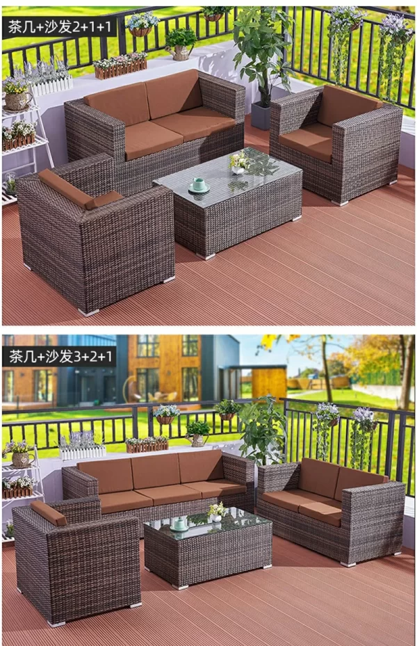 Outdoor furniture rattan sofa Nordic rattan woven sofa (8)
