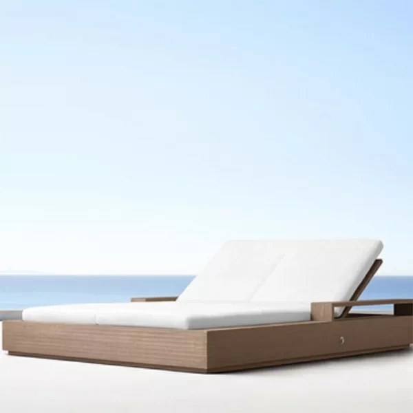 Outdoor high-end villa hotel swimming pool lounge chair, teak wood bed (10)