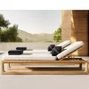 Outdoor high-end villa hotel swimming pool lounge chair, teak wood bed (12)