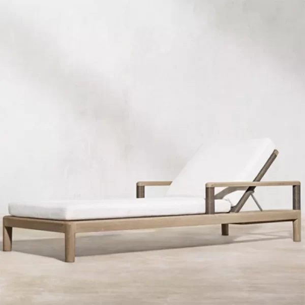 Outdoor high-end villa hotel swimming pool lounge chair, teak wood bed (14)