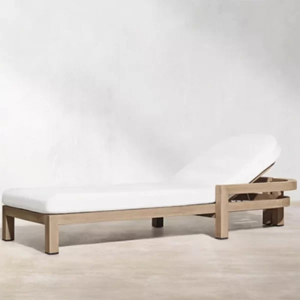 Outdoor high-end villa hotel swimming pool lounge chair, teak wood bed (17)