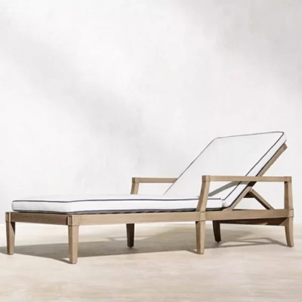 Outdoor high-end villa hotel swimming pool lounge chair, teak wood bed (18)