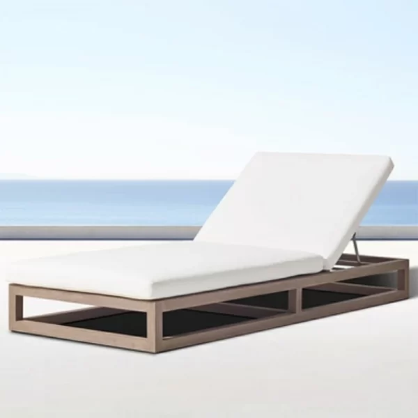 Outdoor high-end villa hotel swimming pool lounge chair, teak wood bed (2)