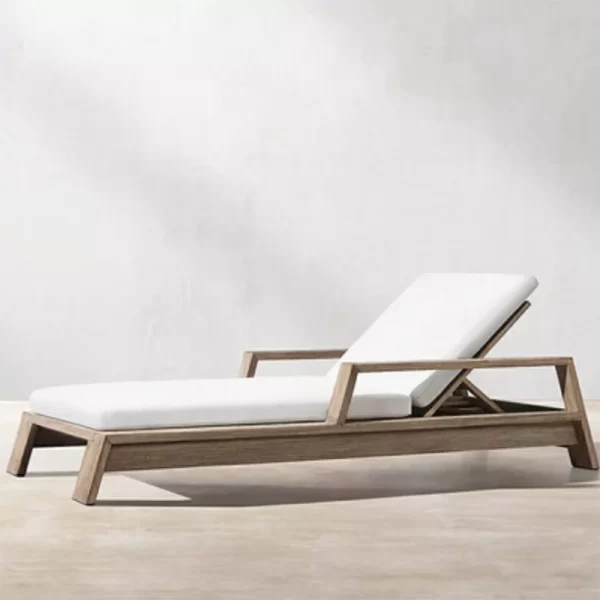 Outdoor high-end villa hotel swimming pool lounge chair, teak wood bed (3)