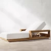 Outdoor high-end villa hotel swimming pool lounge chair, teak wood bed (4)