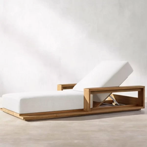 Outdoor high-end villa hotel swimming pool lounge chair, teak wood bed (4)