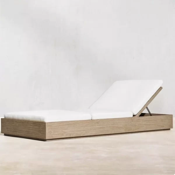 Outdoor high-end villa hotel swimming pool lounge chair, teak wood bed (6)