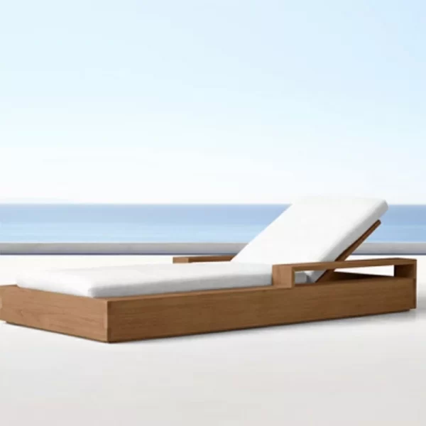 Outdoor high-end villa hotel swimming pool lounge chair, teak wood bed (7)