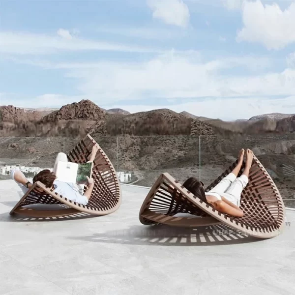 Outdoor scenic area, lying bed, rattan weaving (12)