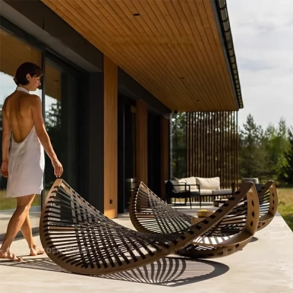 Outdoor scenic area, lying bed, rattan weaving (17)