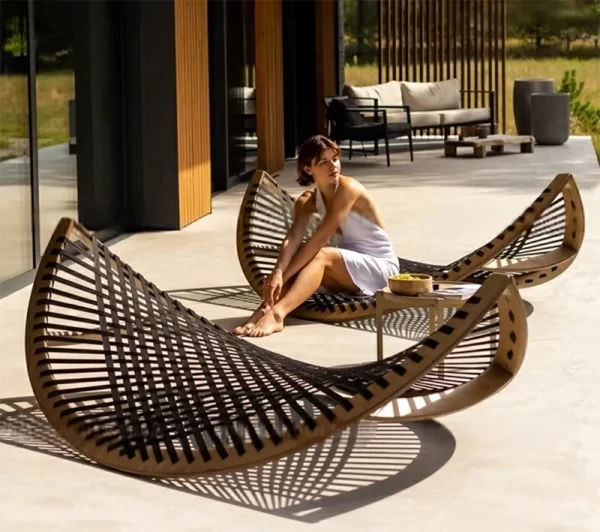 Outdoor scenic area, lying bed, rattan weaving (18)