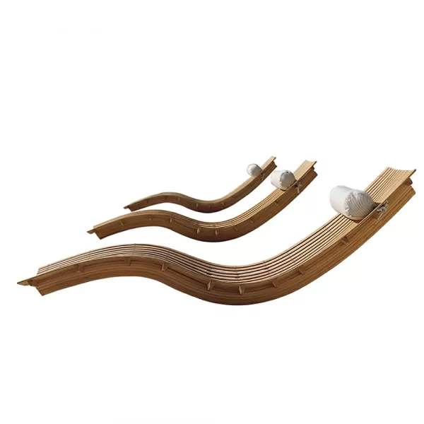 Outdoor solid wood bed, courtyard pool, leisure bed (1)