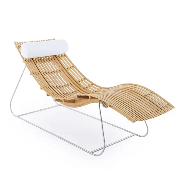 Outdoor solid wood bed, courtyard pool, leisure bed (5)