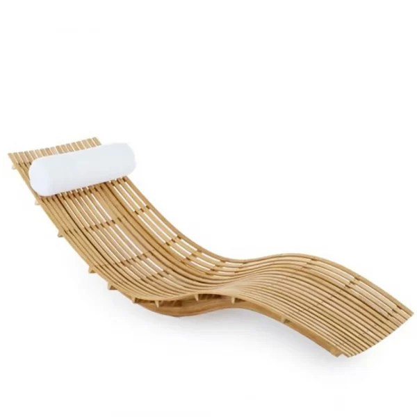 Outdoor solid wood bed, courtyard pool, leisure bed (8)