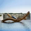 Outdoor solid wood bed, courtyard pool, leisure bed (9)