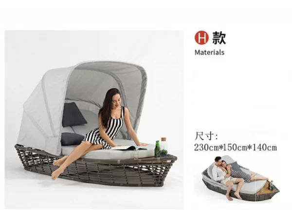 Outdoor swimming pool, bird's nest, rattan woven bed (10)