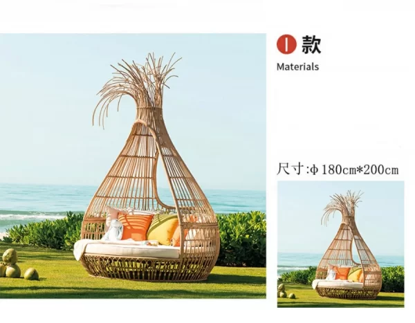 Outdoor swimming pool, bird's nest, rattan woven bed (11)