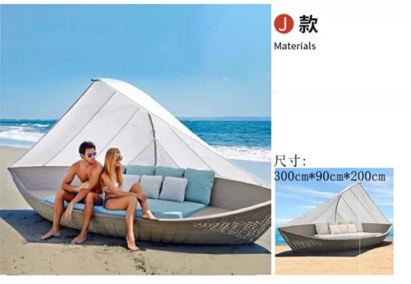 Outdoor swimming pool, bird's nest, rattan woven bed (12)