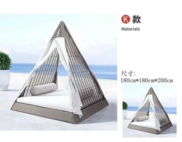 Outdoor swimming pool, bird's nest, rattan woven bed (13)