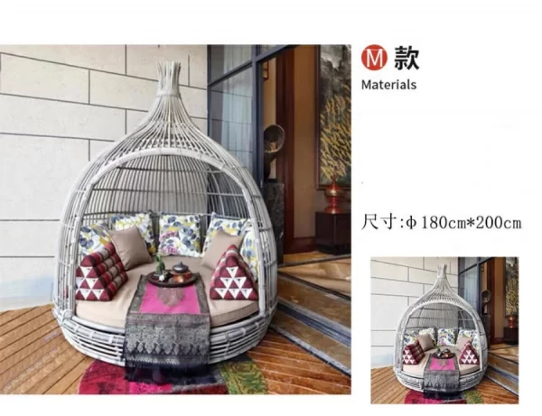 Outdoor swimming pool, bird's nest, rattan woven bed (14)