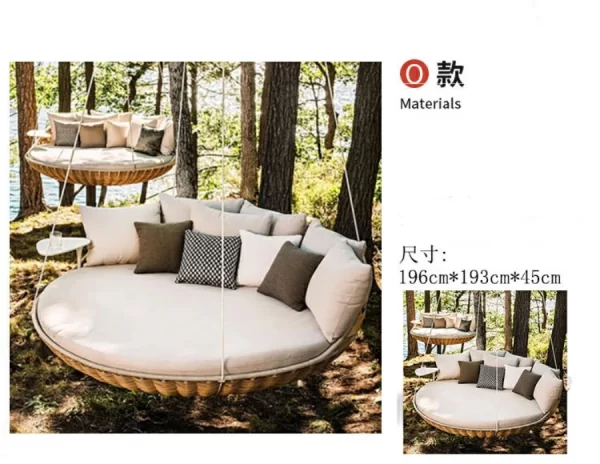 Outdoor swimming pool, bird's nest, rattan woven bed (16)