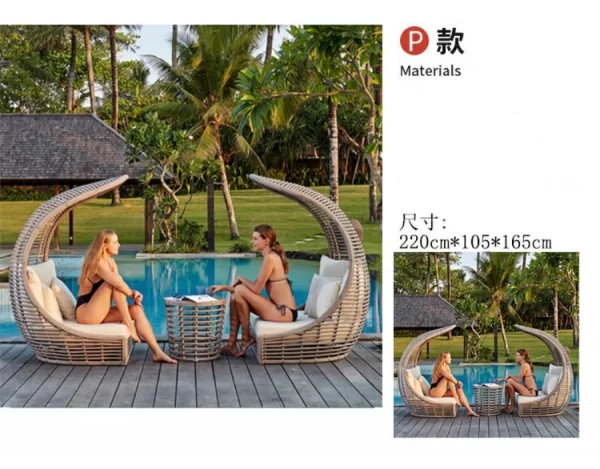Outdoor swimming pool, bird's nest, rattan woven bed (17)
