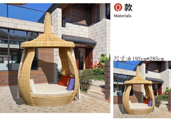 Outdoor swimming pool, bird's nest, rattan woven bed (18)