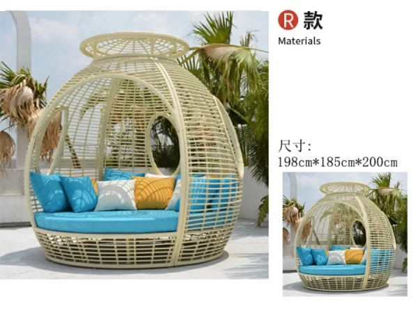 Outdoor swimming pool, bird's nest, rattan woven bed (19)