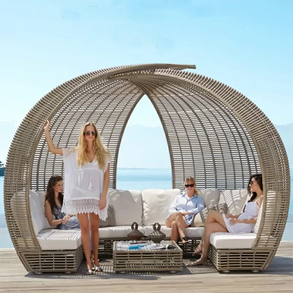 Outdoor swimming pool, bird's nest, rattan woven bed (2)