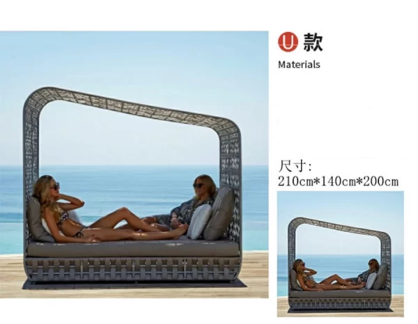 Outdoor swimming pool, bird's nest, rattan woven bed (22)