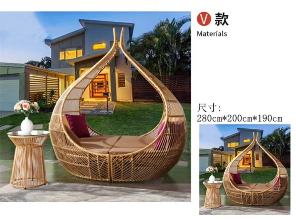 Outdoor swimming pool, bird's nest, rattan woven bed (23)