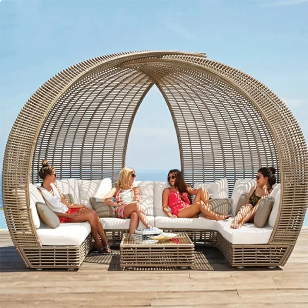 Outdoor swimming pool, bird's nest, rattan woven bed (24)
