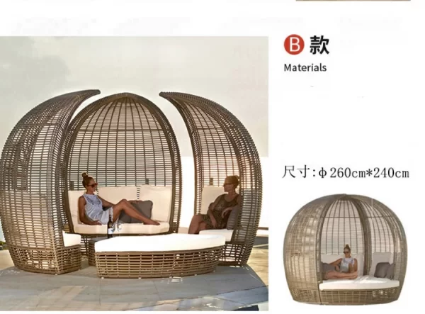 Outdoor swimming pool, bird's nest, rattan woven bed (4)