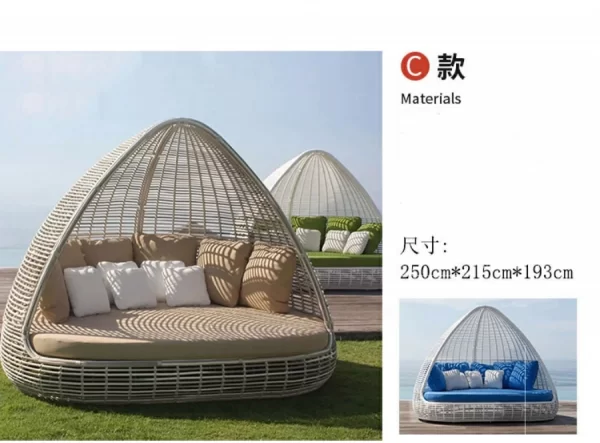 Outdoor swimming pool, bird's nest, rattan woven bed (5)