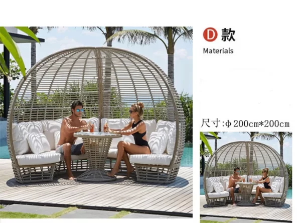 Outdoor swimming pool, bird's nest, rattan woven bed (6)