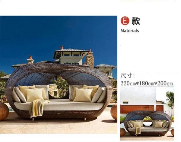Outdoor swimming pool, bird's nest, rattan woven bed (7)