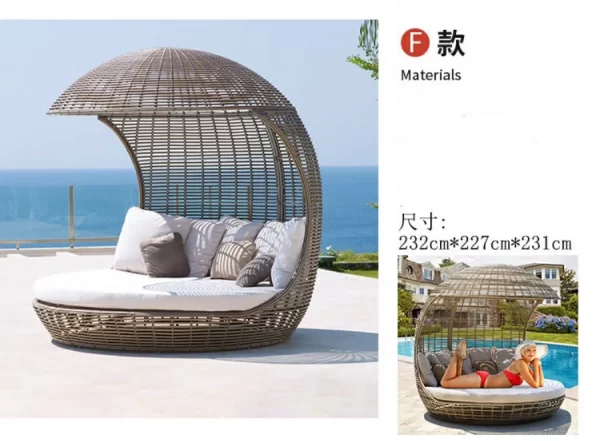 Outdoor swimming pool, bird's nest, rattan woven bed (8)