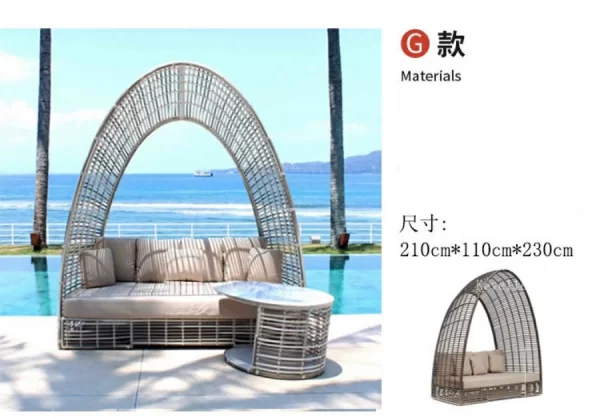 Outdoor swimming pool, bird's nest, rattan woven bed (9)