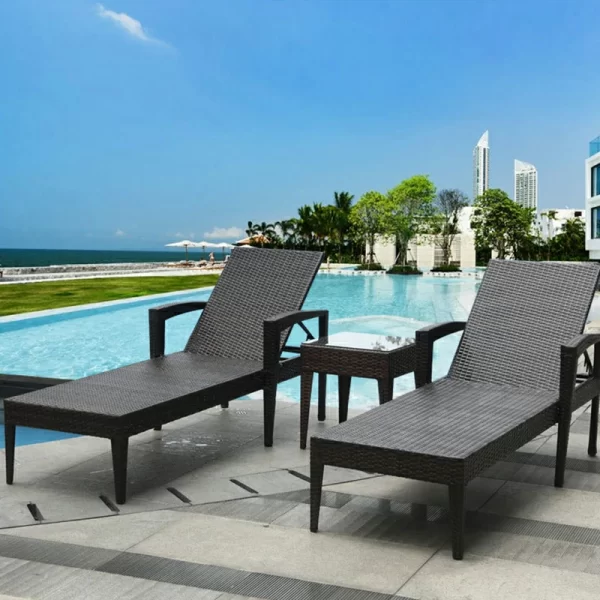 Outdoor swimming pool rattan bed (10)