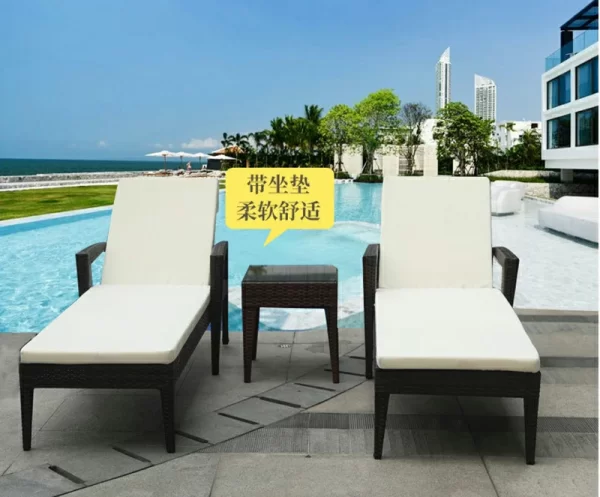 Outdoor swimming pool rattan bed (14)