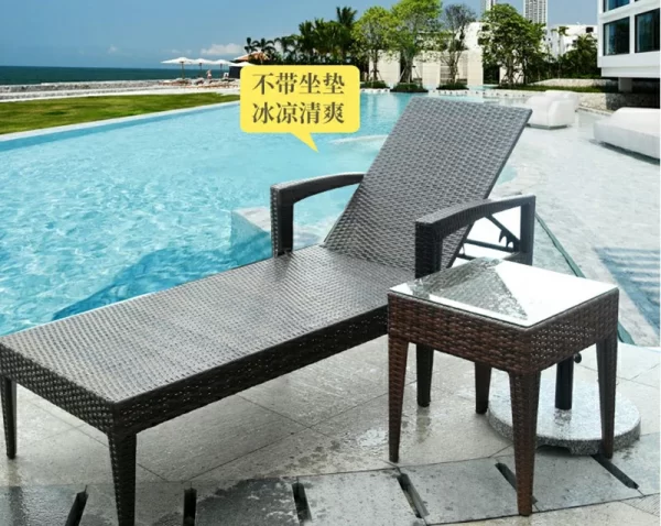 Outdoor swimming pool rattan bed (16)