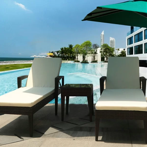 Outdoor swimming pool rattan bed (7)